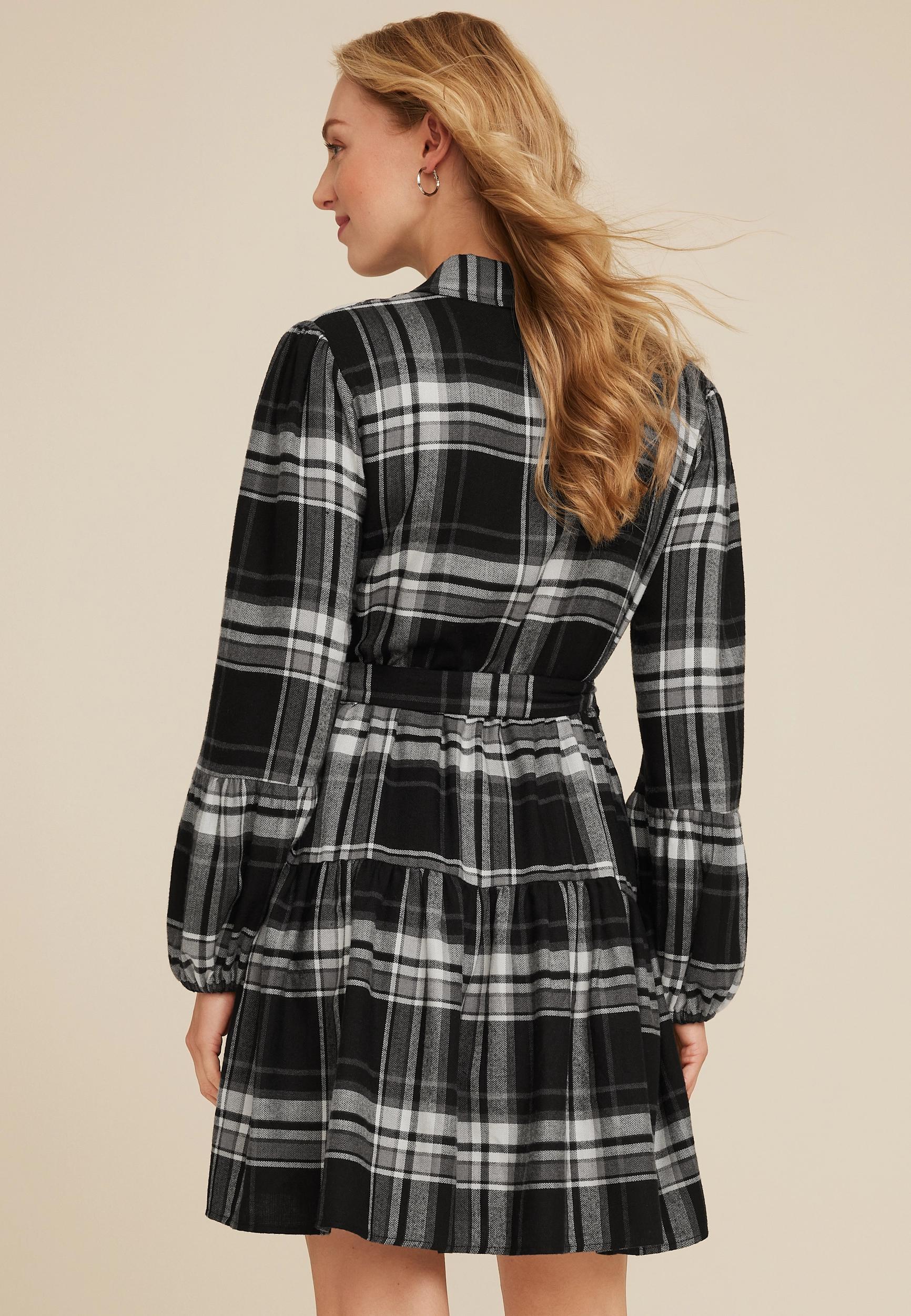 Plaid Babydoll Mini Dress Product Image