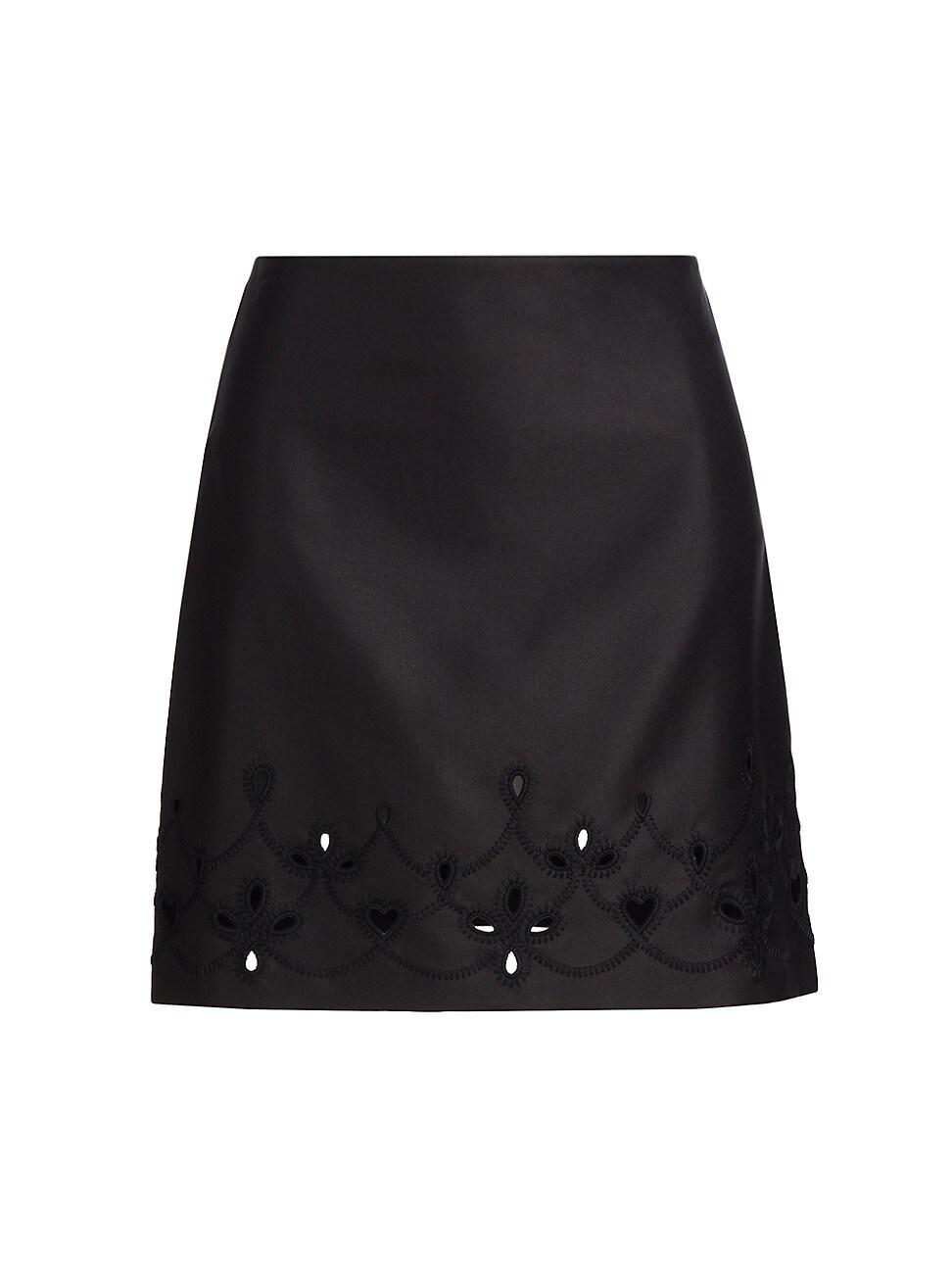 Womens Eyelet-Embroidered Wool & Silk-Blend Miniskirt product image