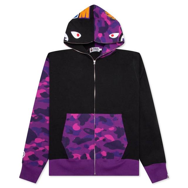 Color Camo Shark Full Zip Hoodie - Purple Male Product Image