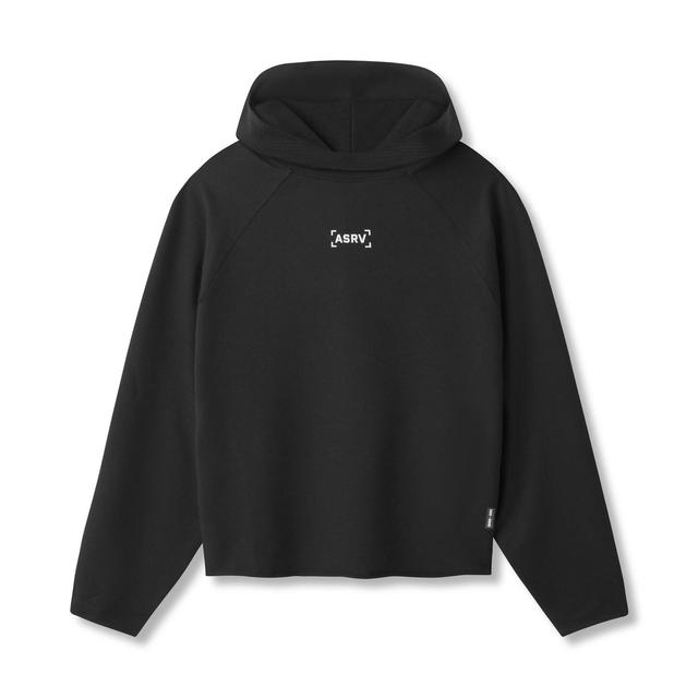 0958. Micro-Terry Raw Hem Hoodie - Black Product Image