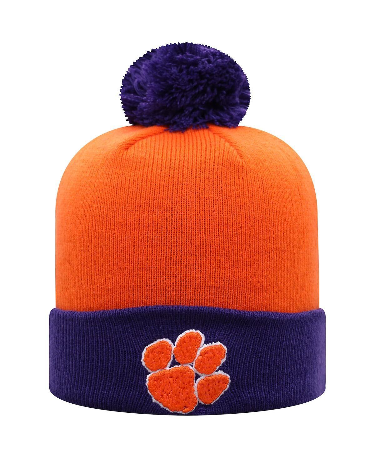 Mens Top of the World Orange and Purple Clemson Tigers Core 2-Tone Cuffed Knit Hat with Pom - Orange Product Image