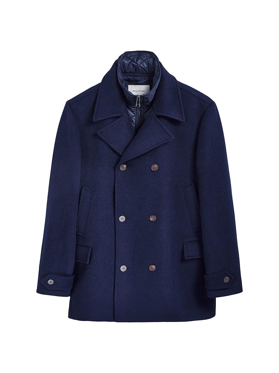 Mens Wool-Blend Double-Breasted Peacoat Product Image