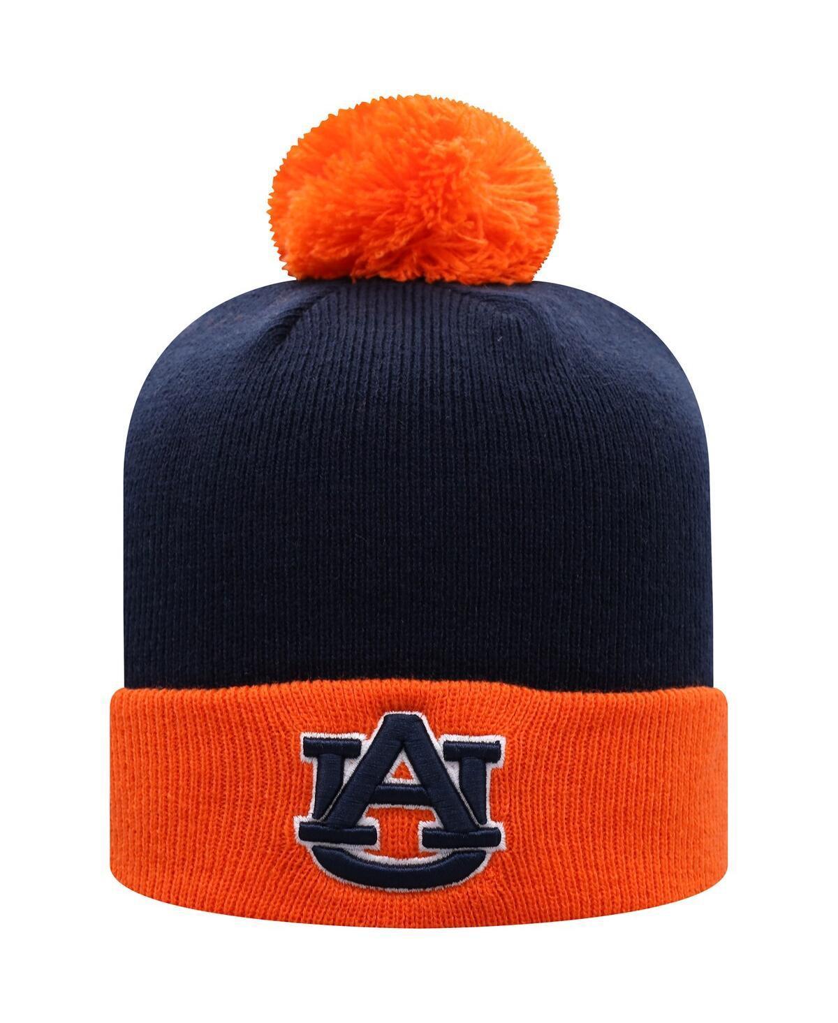 Mens Navy and Orange Auburn Tigers Core 2-Tone Cuffed Knit Hat with Pom - Navy Product Image