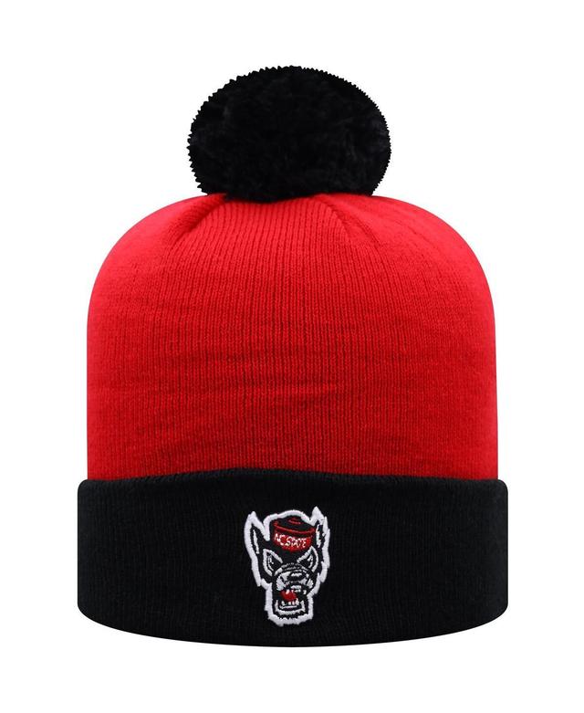 Mens Top of the World Red and Black Nc State Wolfpack Core 2-Tone Cuffed Knit Hat with Pom - Red Product Image