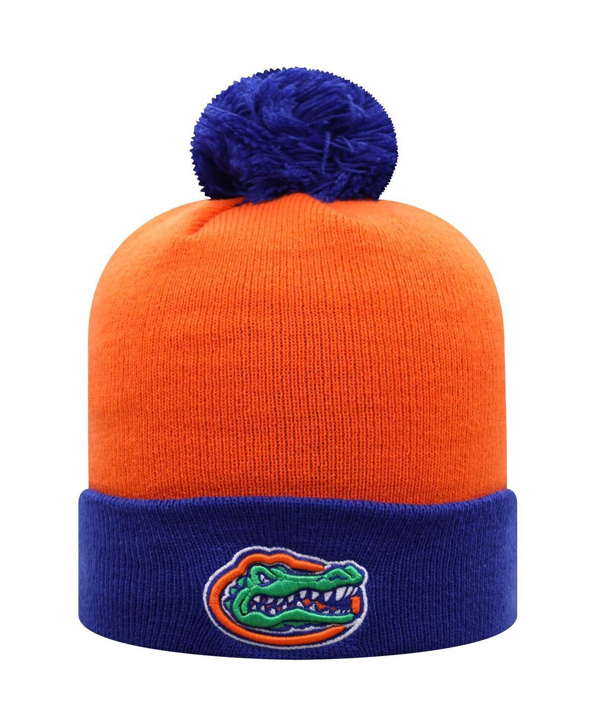 Mens Orange and Royal Florida Gators Core 2-Tone Cuffed Knit Hat with Pom - Orange Product Image