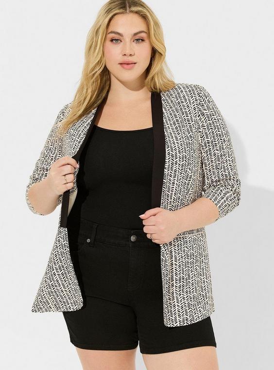 Stretch Challis Collarless Blazer Product Image