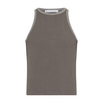 Waffle-knit Cotton Tank Top In Grey Product Image