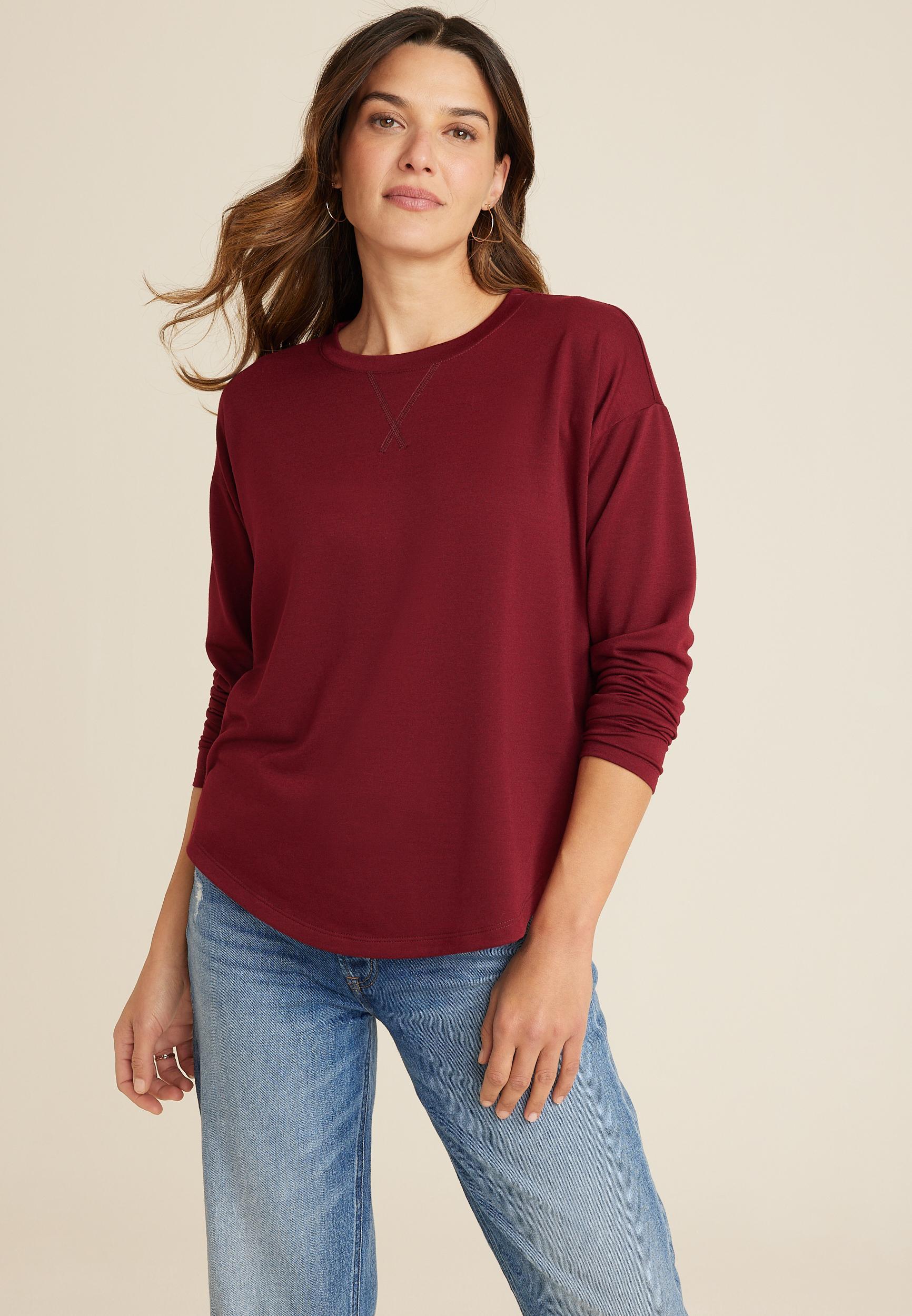 Maurices Womens X Small Size 24/7 Clara Long Sleeve Tee Purple Product Image