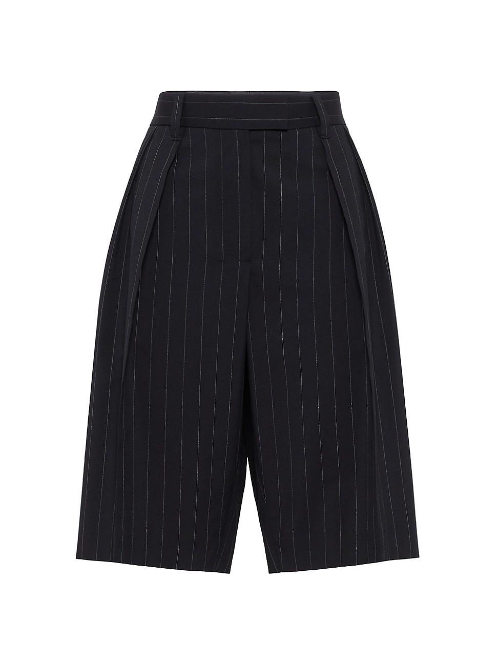 Womens Virgin Wool and Cotton Pinstripe City Bermuda Shorts product image