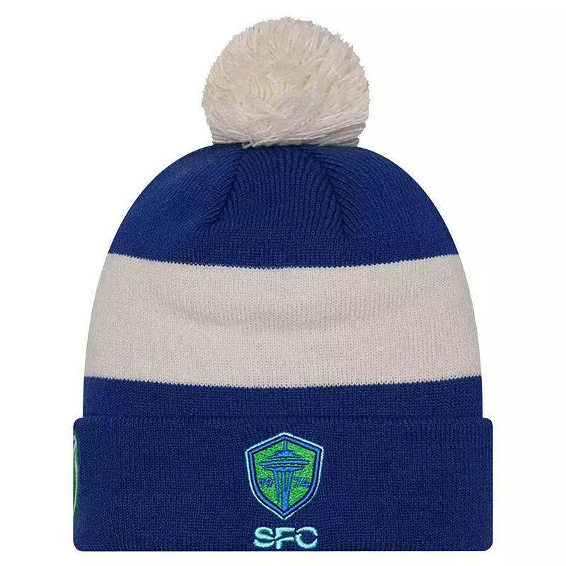 Mens New Era Seattle Sounders FC 2024 Kick Off Collection Cuffed Knit Hat with Pom Product Image