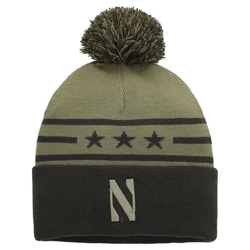 Mens Under Armour Forest Green Northwestern Wildcats Freedom Collection Cuffed Knit Hat with Pom Product Image