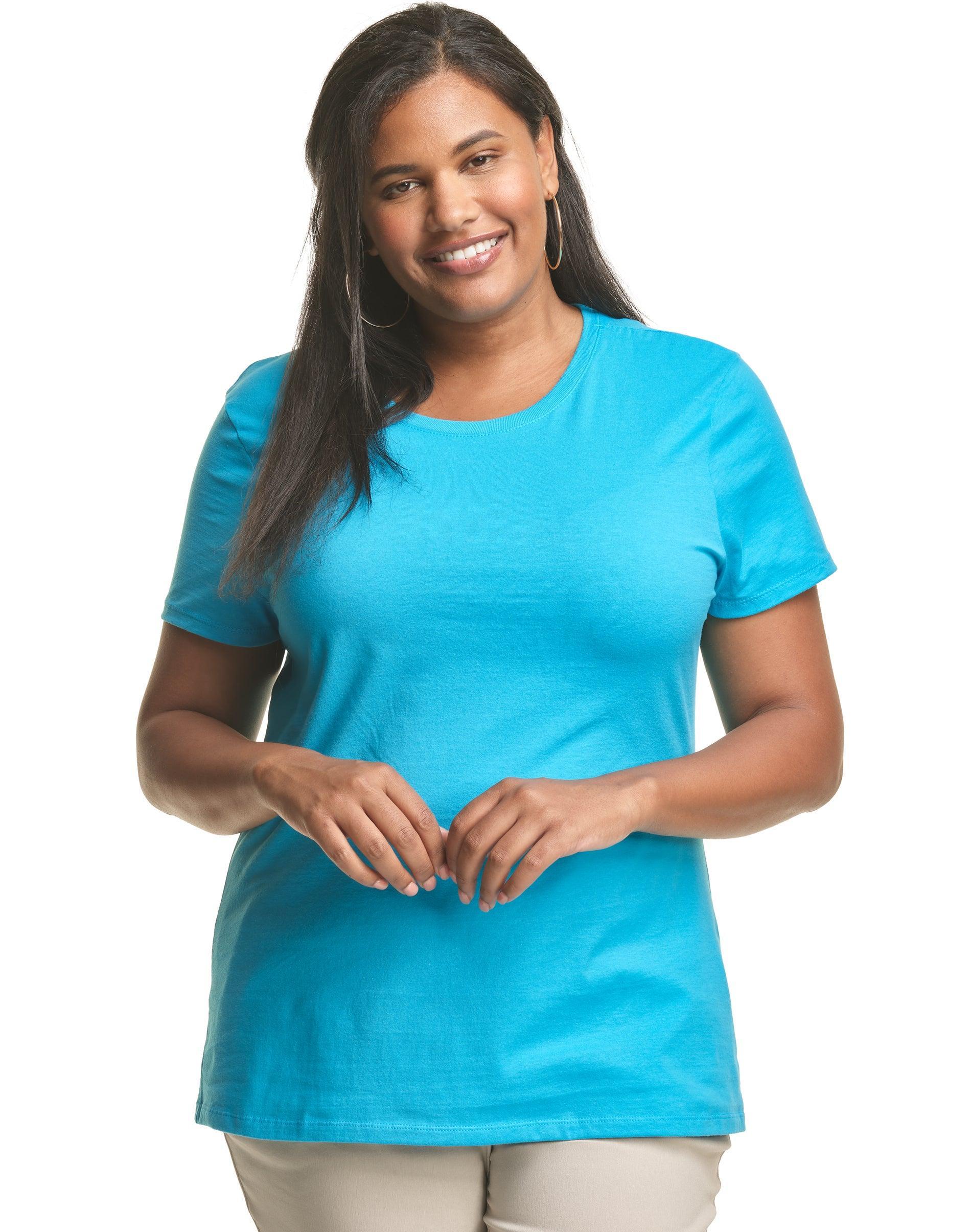 Hanes Just My Size Womens Cotton Crewneck T-Shirt (Plus ) Process Blue 1X Product Image