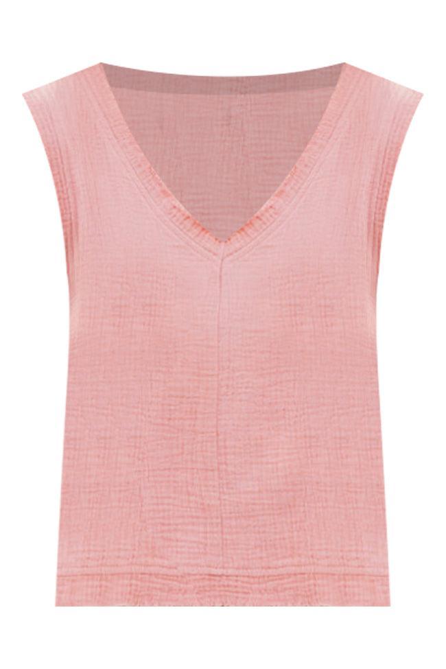 Call To Action Terracotta Frayed Hem Gauze Tank FINAL SALE Product Image