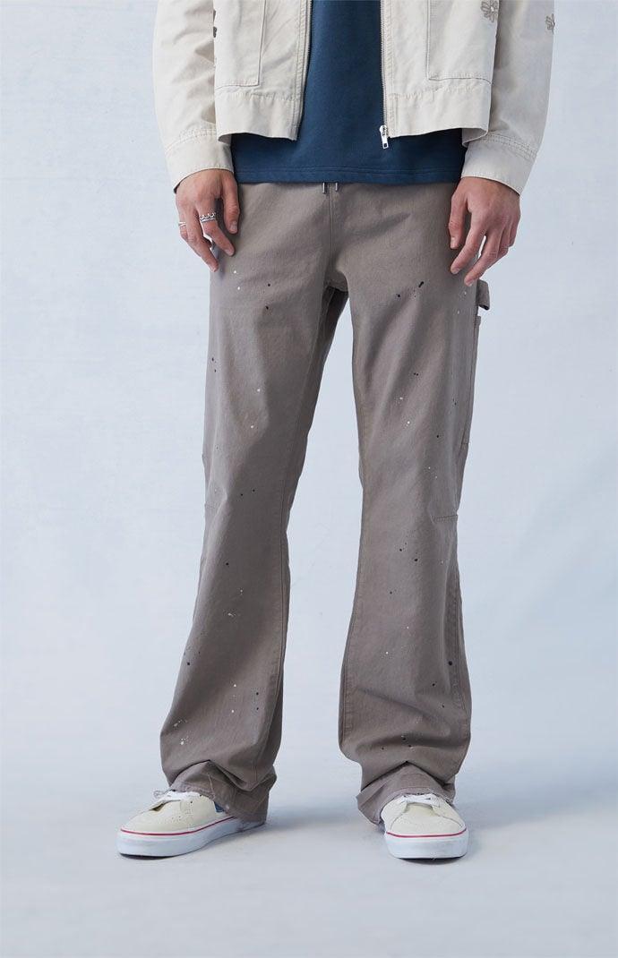 Mens Eco Stretch Canvas Khaki Slim Bootcut Pants Product Image