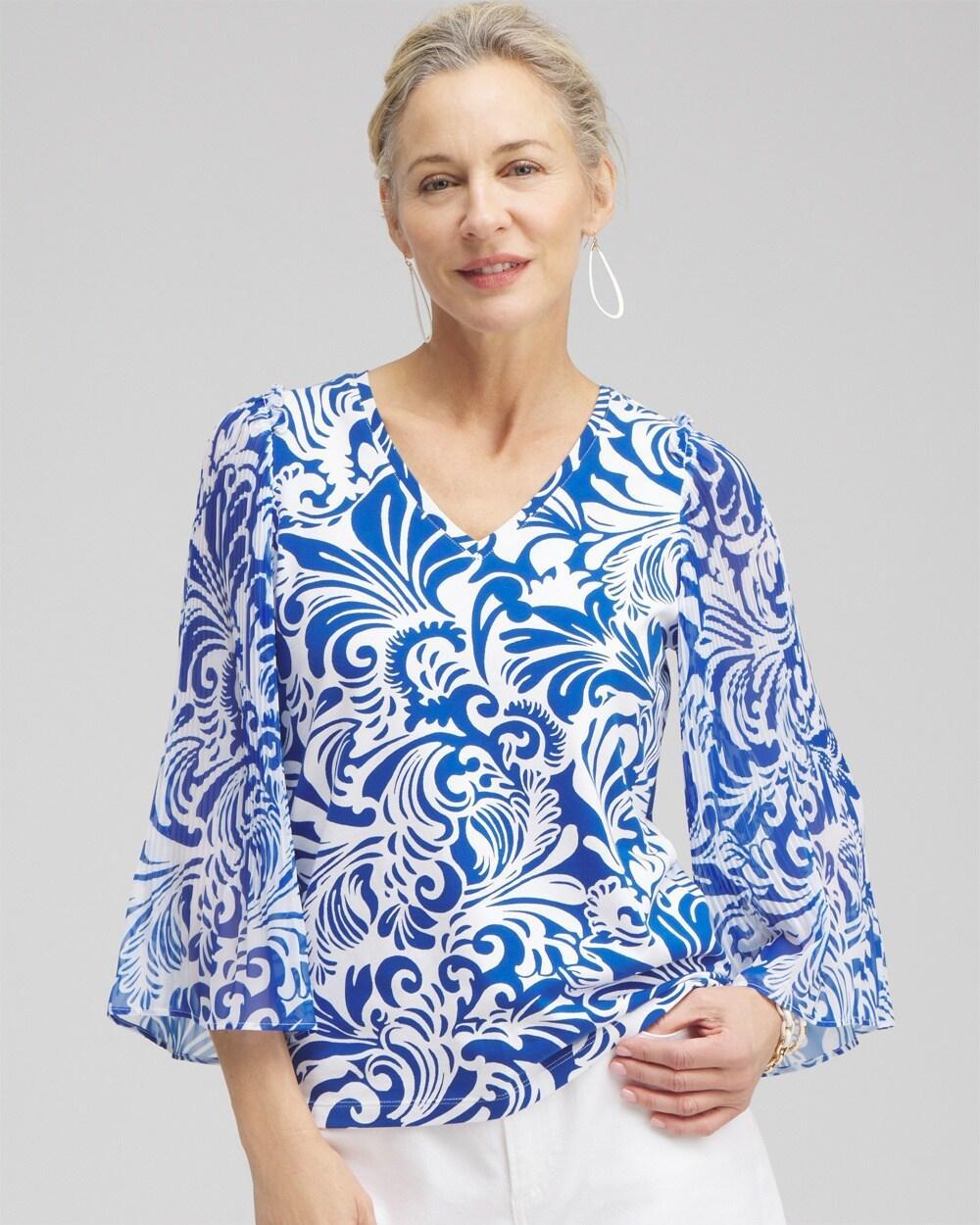 Scrolls Pleated Billow Sleeve Top Product Image