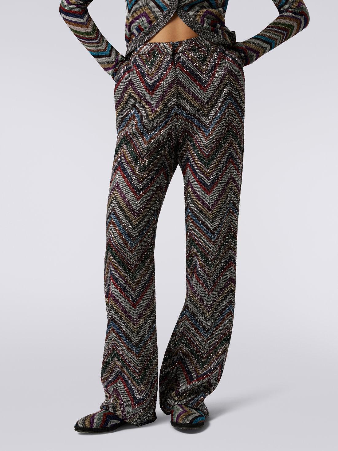 Zigzag viscose blend trousers with sequins Multicoloured | Missoni Product Image