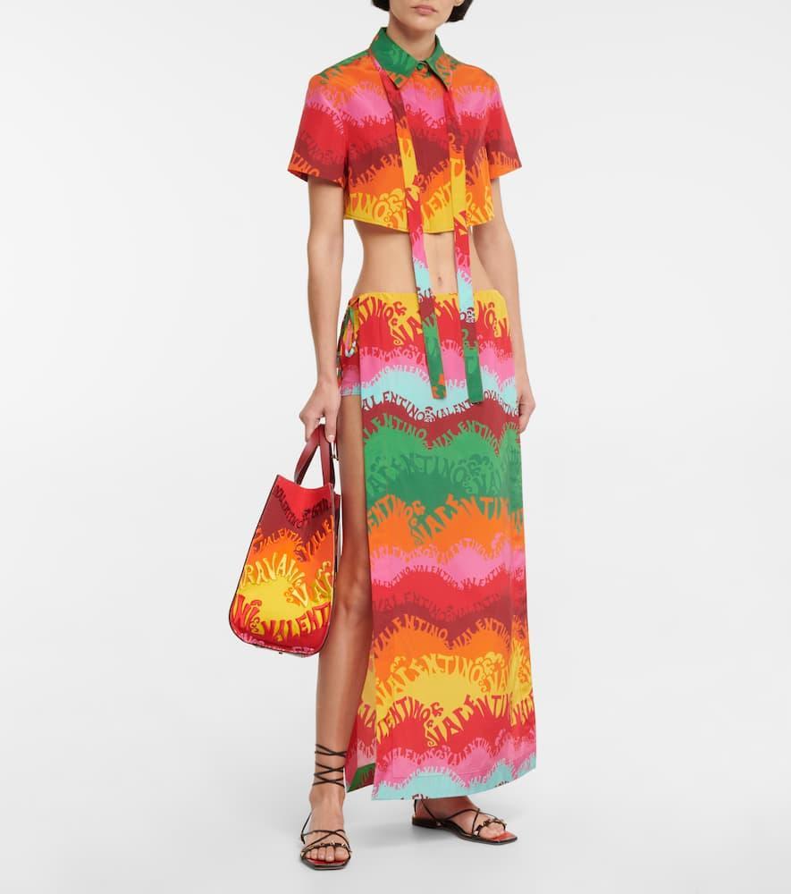 Printed Silk And Cotton Wrap Skirt In Multicoloured Product Image