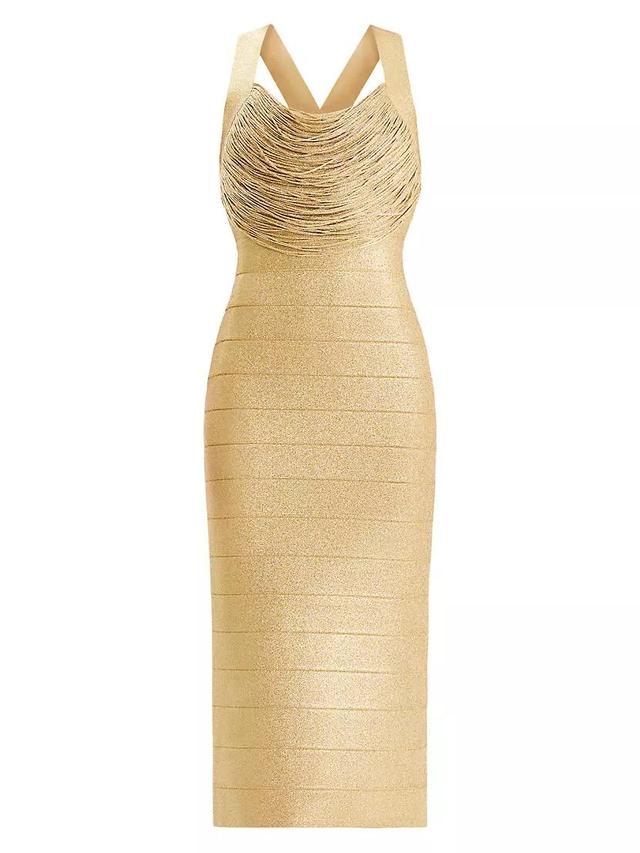 Disco Knit Fringe Bandage Midi-Dress Product Image