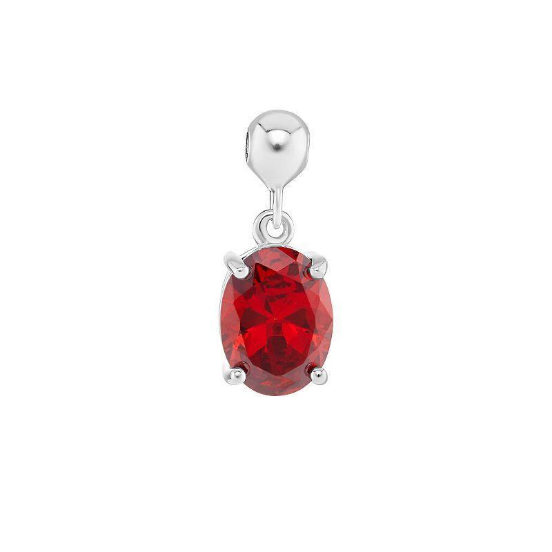 PRIMROSE Sterling Silver Oval Cubic Zirconia Sliding Charm, Womens, Red Product Image