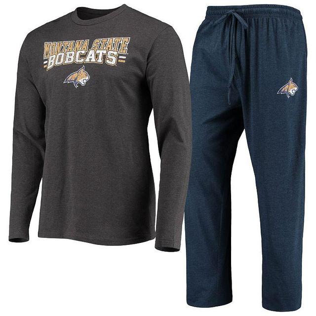 Mens Concepts Sport Navy/Heathered Charcoal Montana State Bobcats Meter Long Sleeve T-Shirt & Pants Sleep Set Mts Blue Product Image