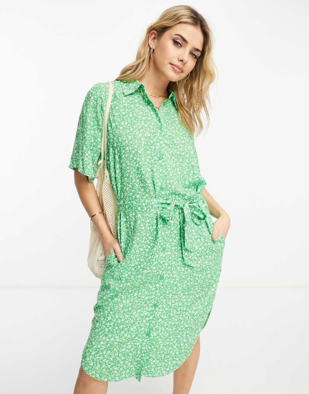 Monki tie waist midi shirt dress Product Image