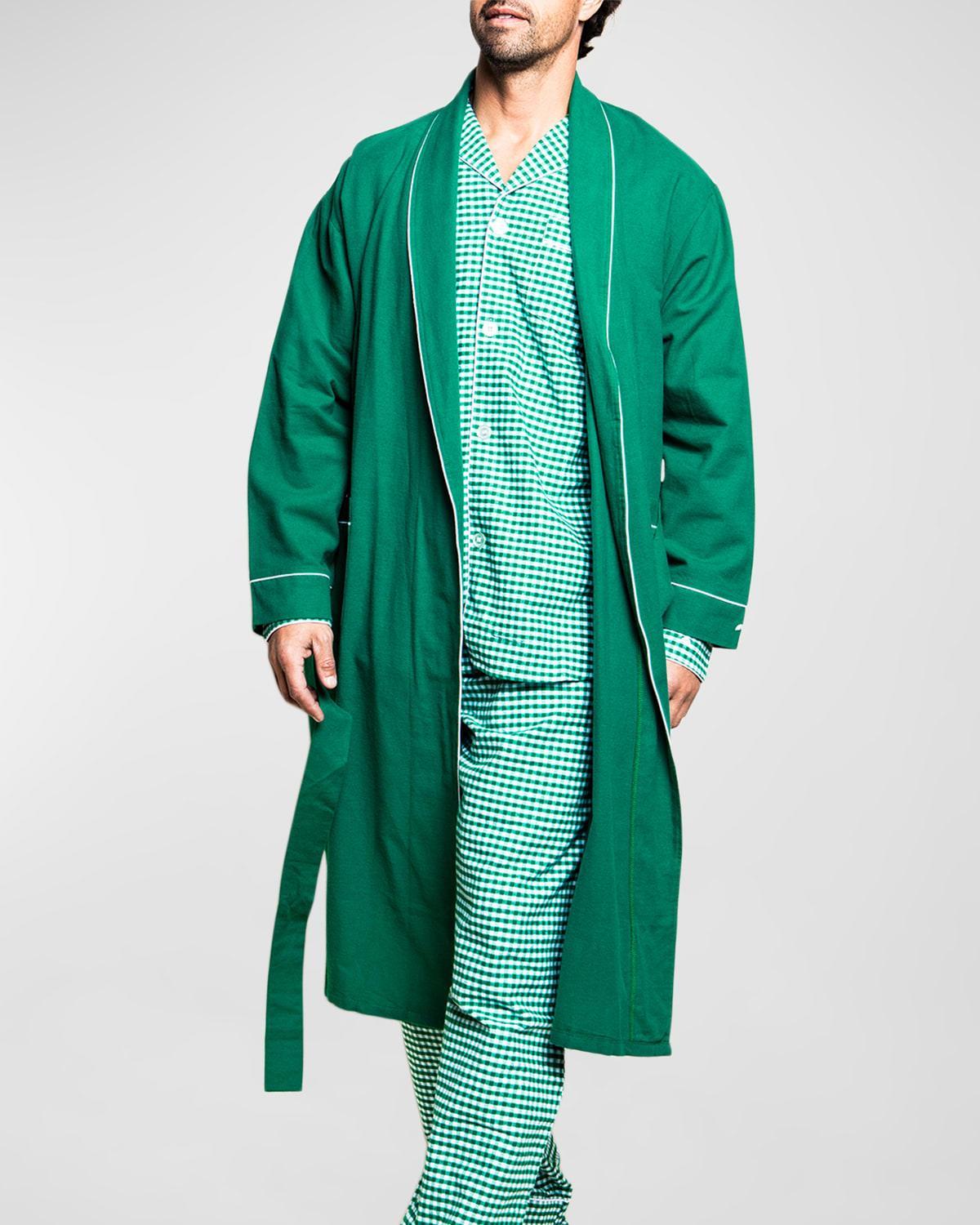 Mens Piped Flannel Robe Product Image