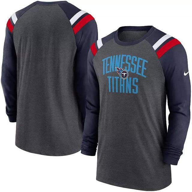 Mens Nike Heathered Charcoal/Red Atlanta Falcons Tri-Blend Raglan Athletic Long Sleeve Fashion T-Shirt Product Image