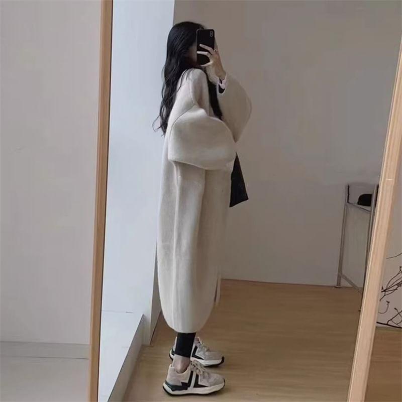 Plain Midi Open Front Cardigan Product Image