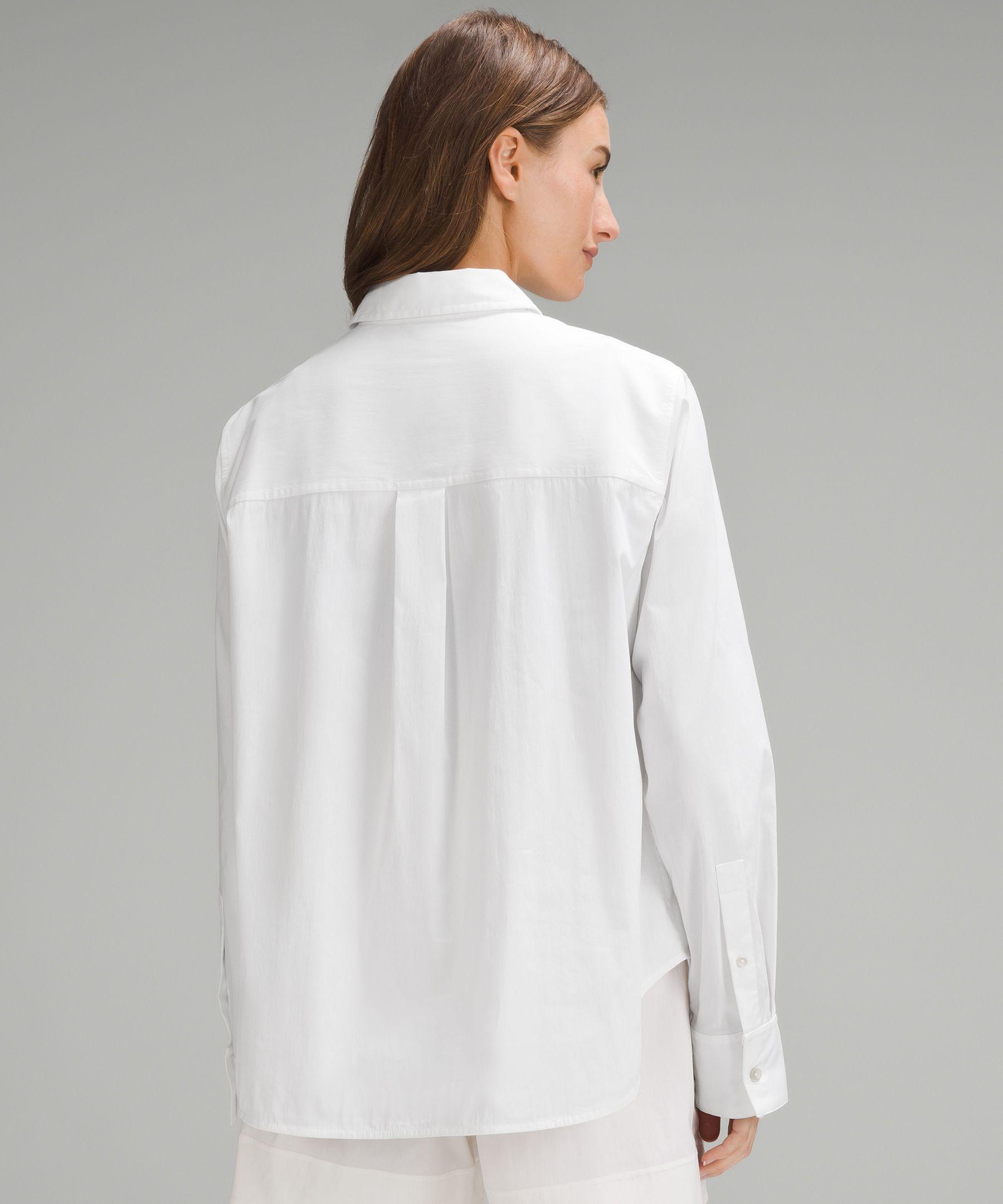 Relaxed-Fit Cotton-Blend Poplin Button-Down Shirt Product Image