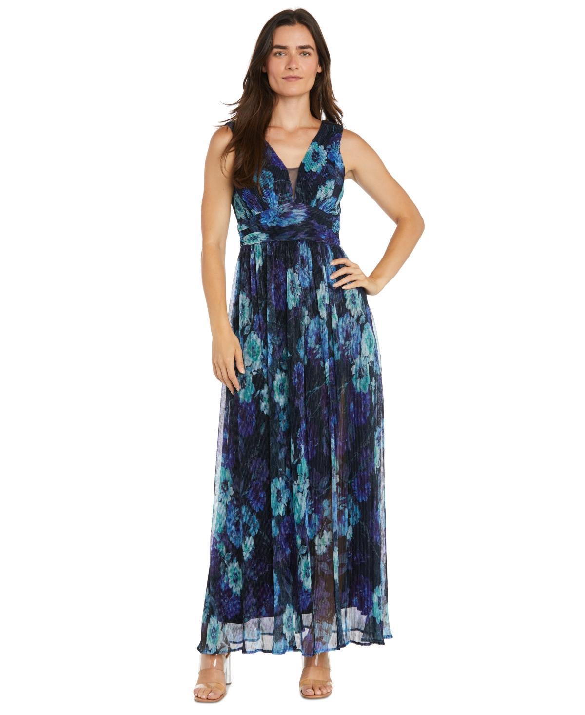 R & M Richards Womens Floral-Print Crinkled Maxi Dress Product Image