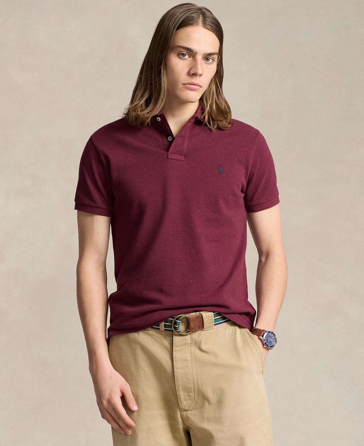 Custom Slim Fit Mesh Polo Shirt In Red Product Image