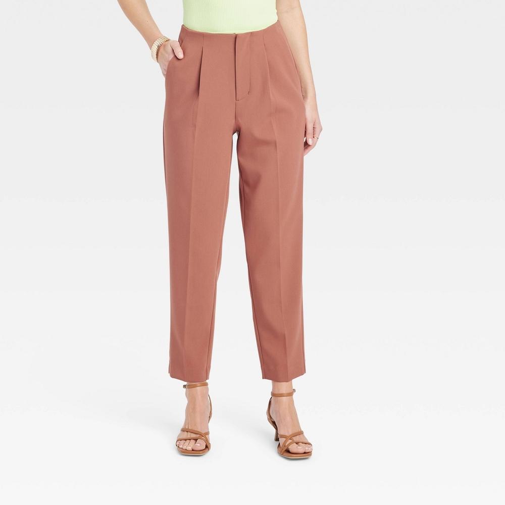 Womens High-Rise Tailored Trousers - A New Day Brown 10 Product Image