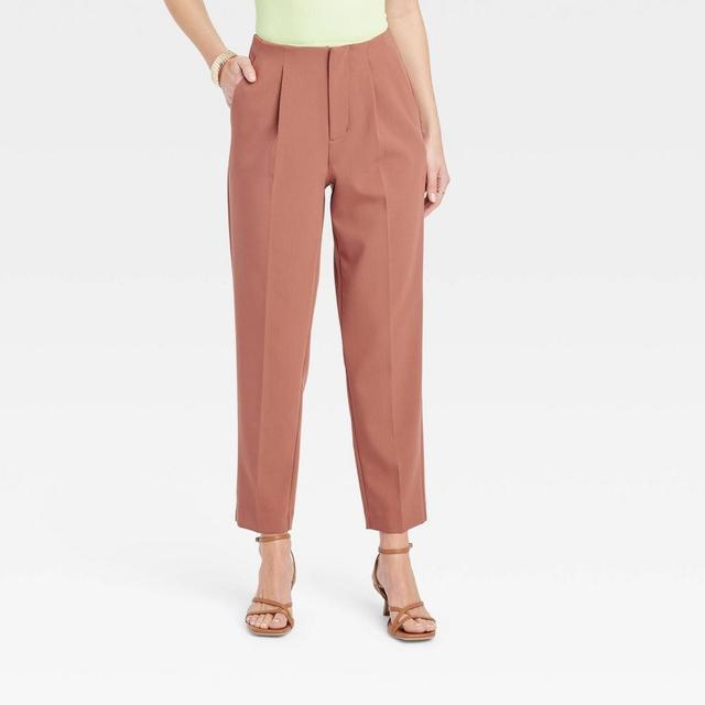 Womens High-Rise Tailored Trousers - A New Day Brown 14 Product Image