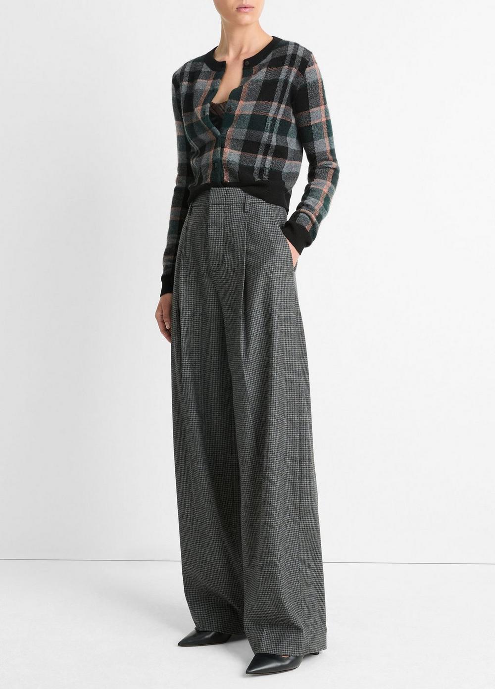 High-Waist Microcheck Wide-Leg Trouser Product Image