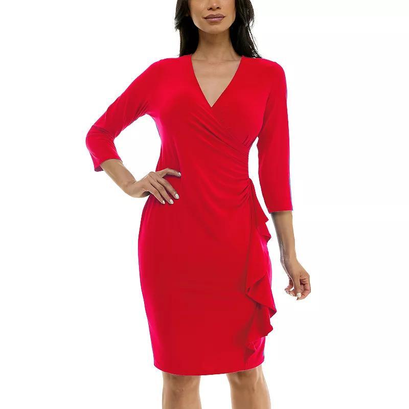 Womens Nina Leonard Faux-Wrap Ruffle Mini Dress Product Image