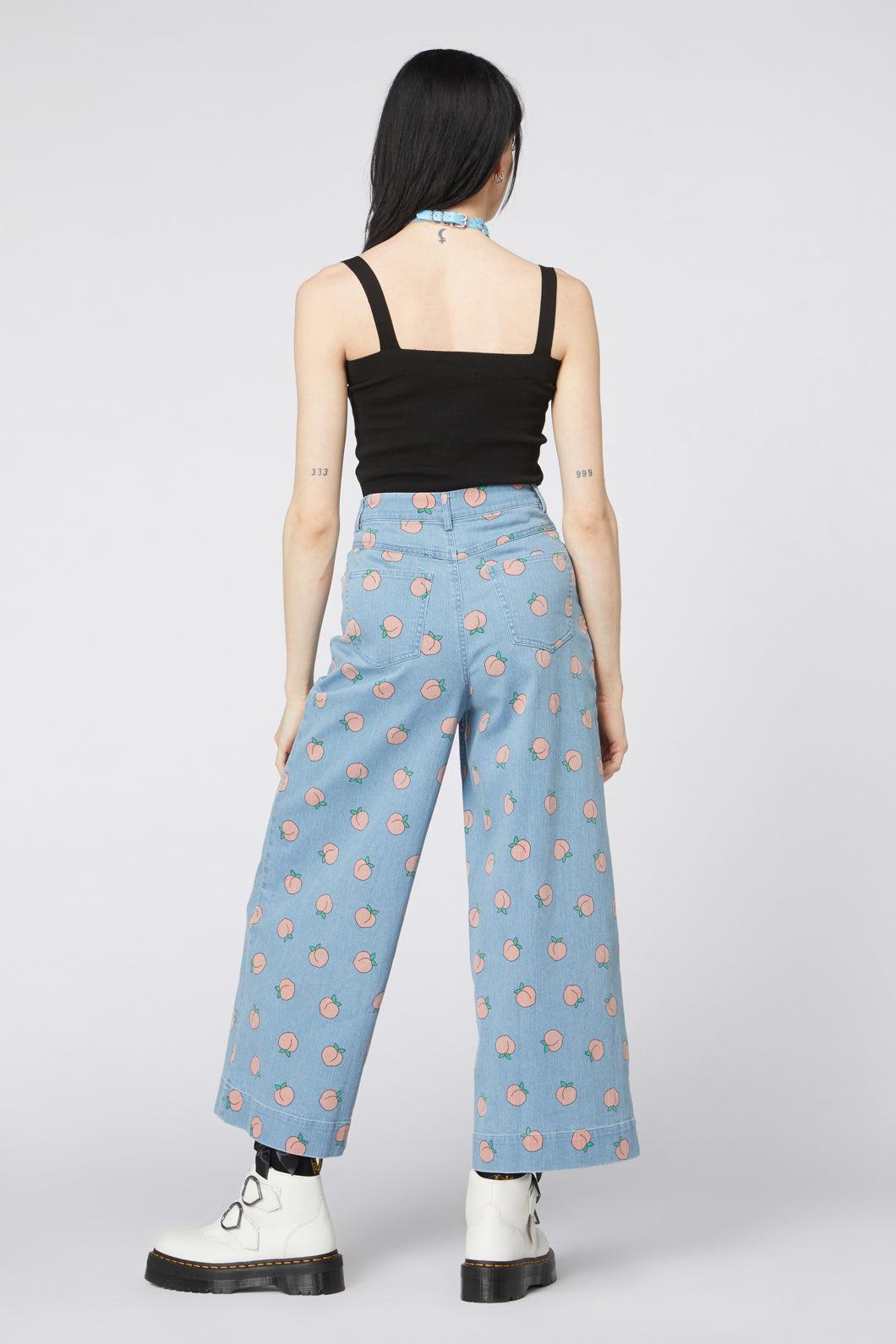 Denim Peach Wide Leg Jeans Product Image