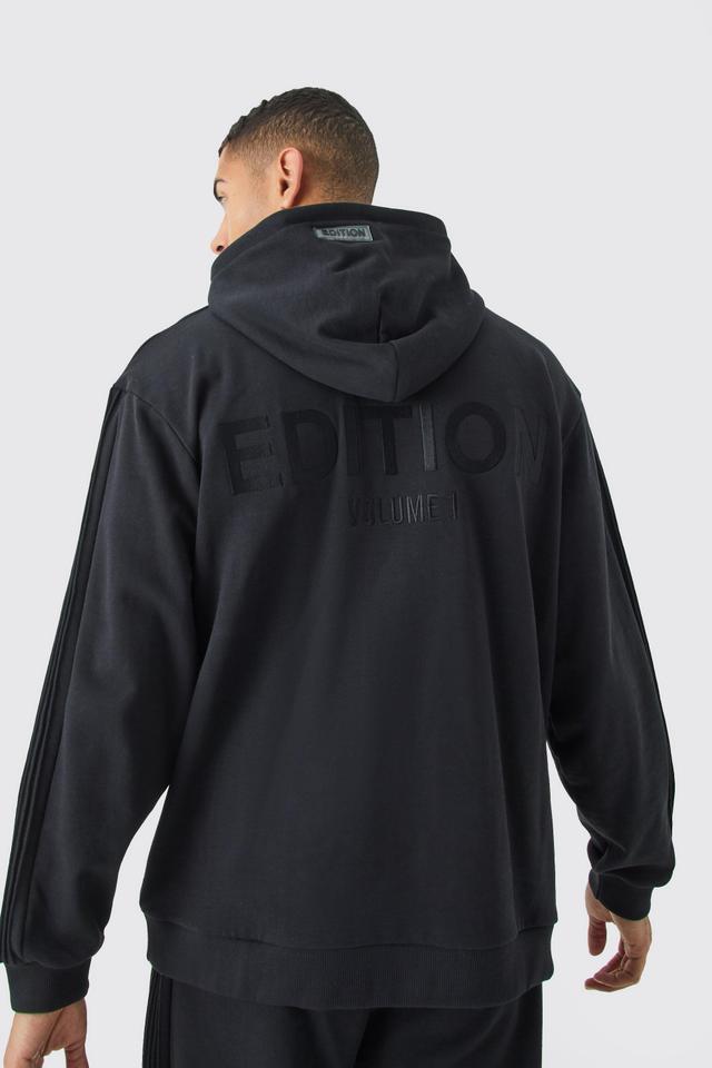 Mens Black EDITION Oversized Heavyweight 1/4 Zip Pintuck Hoodie, Black Product Image