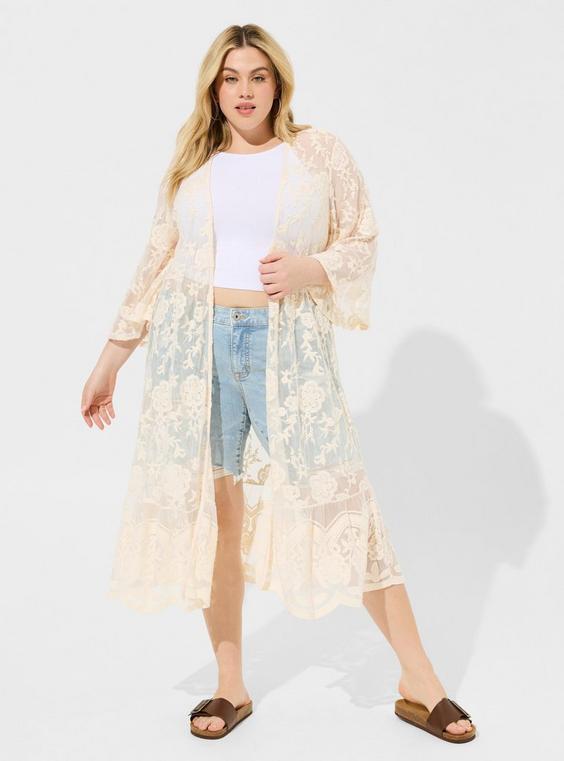 Mesh Embroidered Kimono Product Image