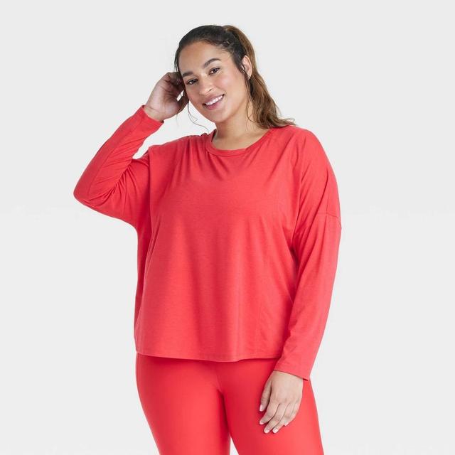 Womens Leggings-Friendly Long Sleeve Top - All In Motion Red 4X Product Image