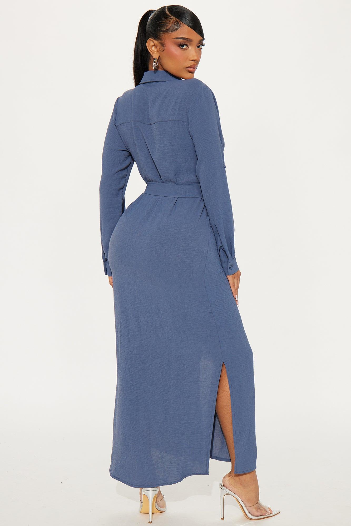 Olivia Shirt Maxi Dress - Indigo Product Image