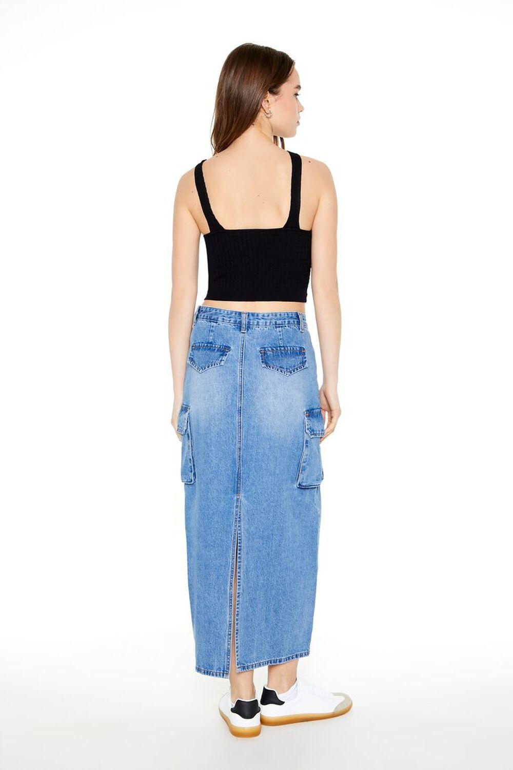 A-Line Cargo Denim Maxi Skirt | Forever 21 Product Image