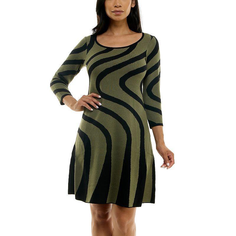 Womens Nina Leonard A-Line Jacquard Sweater Dress Product Image