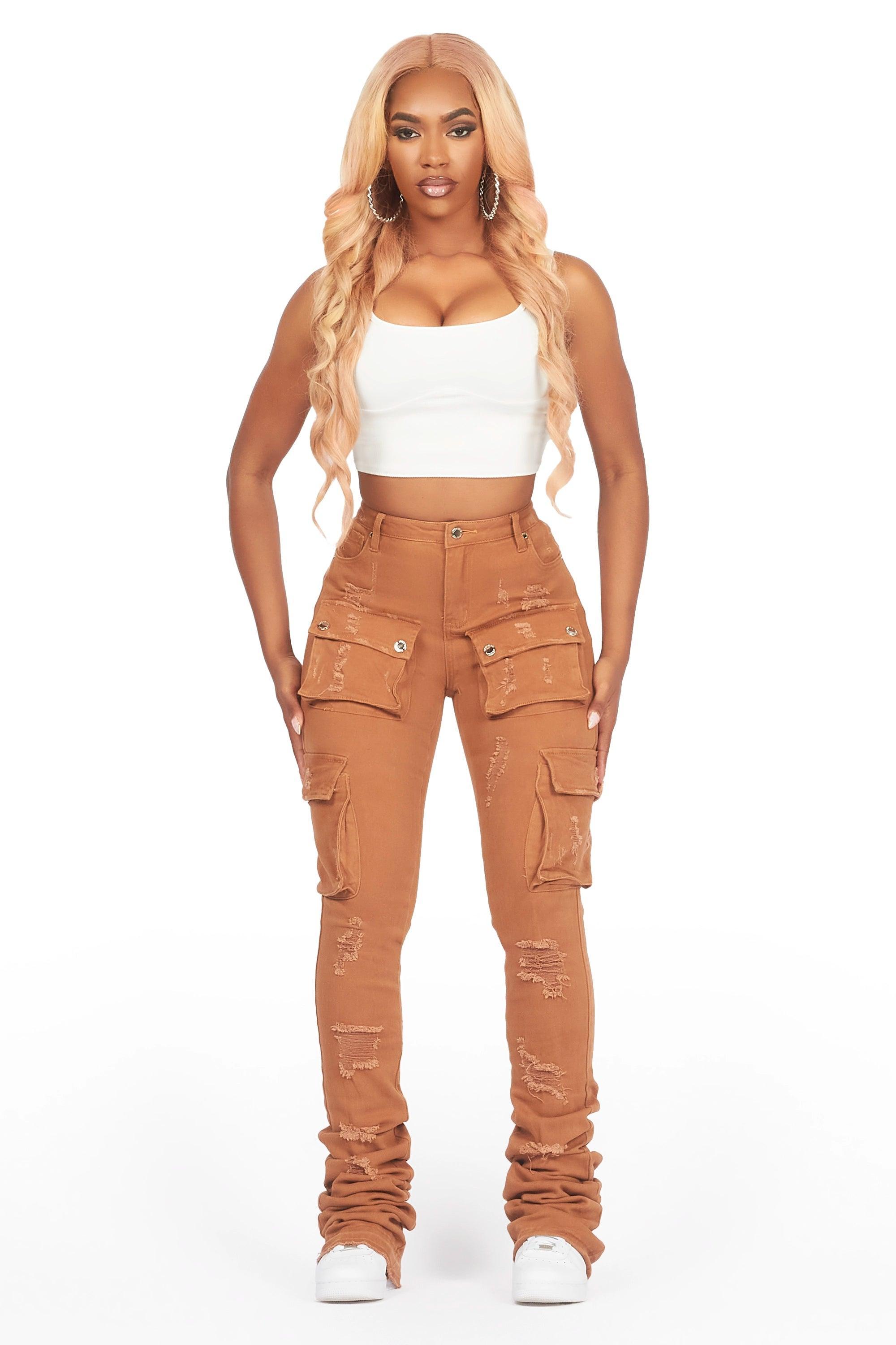 Noor Tan Cargo Super Stacked Jean Female Product Image