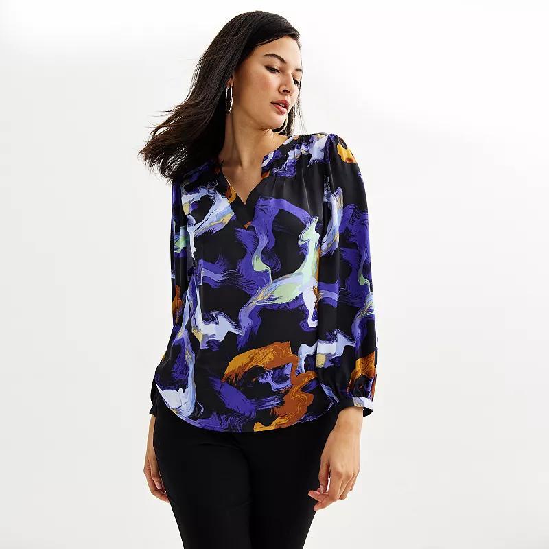 Womens Nine West Y-Neck Pintuck Blouse Product Image