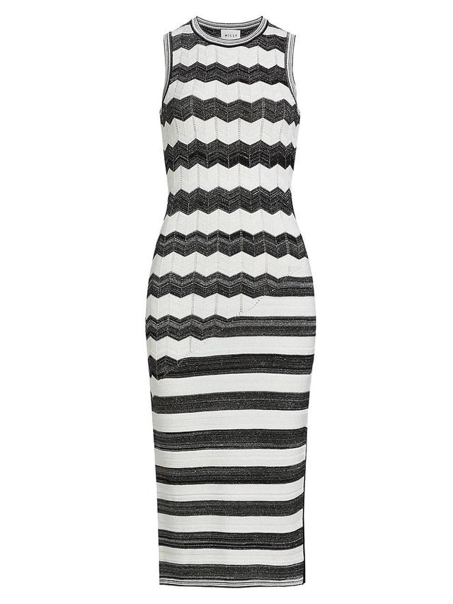 Womens Asymmetric Zig-Zag Knit Midi-Dress Product Image