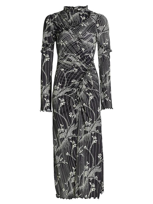 Womens Floral Long-Sleeve Maxi Dress Product Image