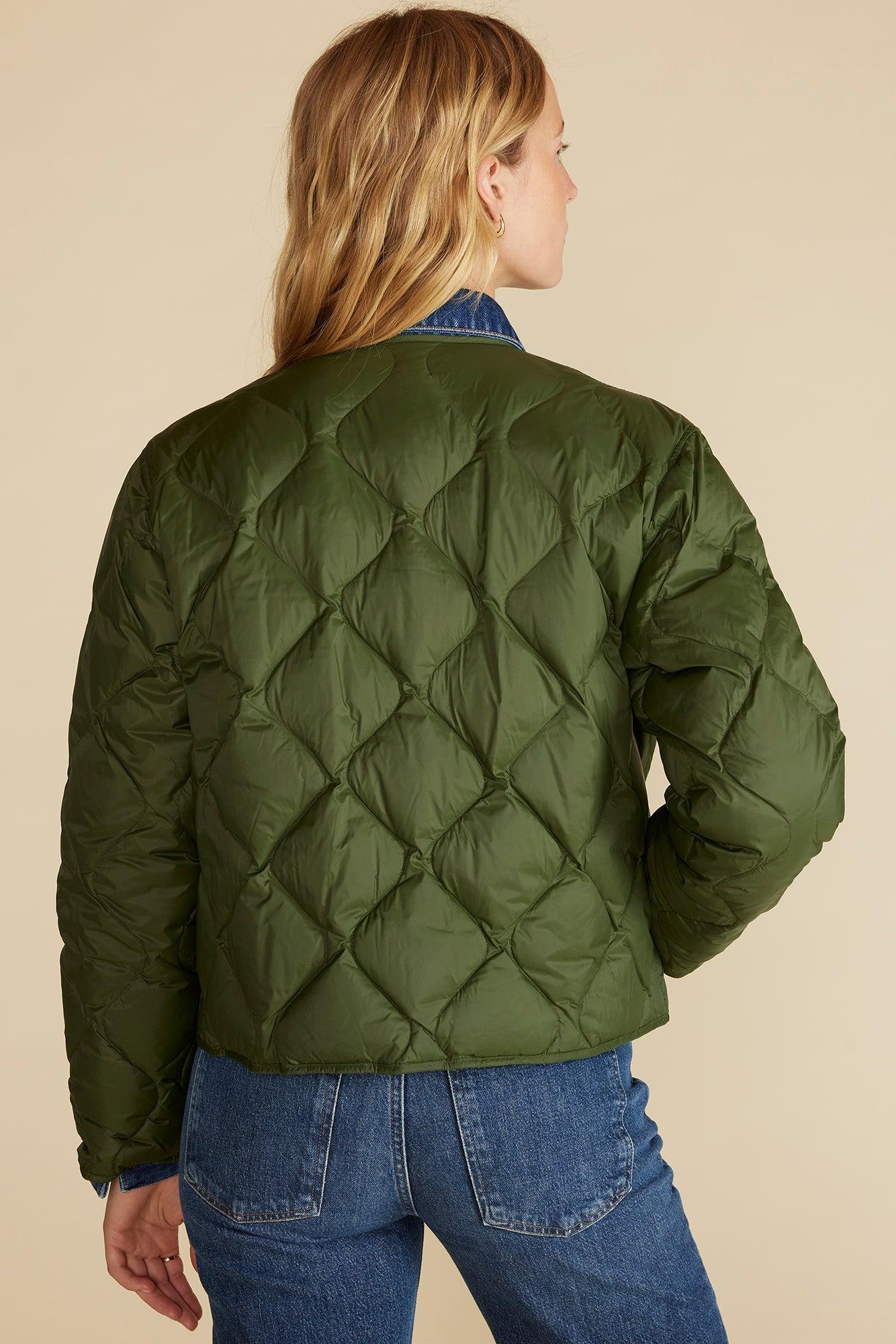 Solene Quilted Puffer Jacket - Olive Green Product Image