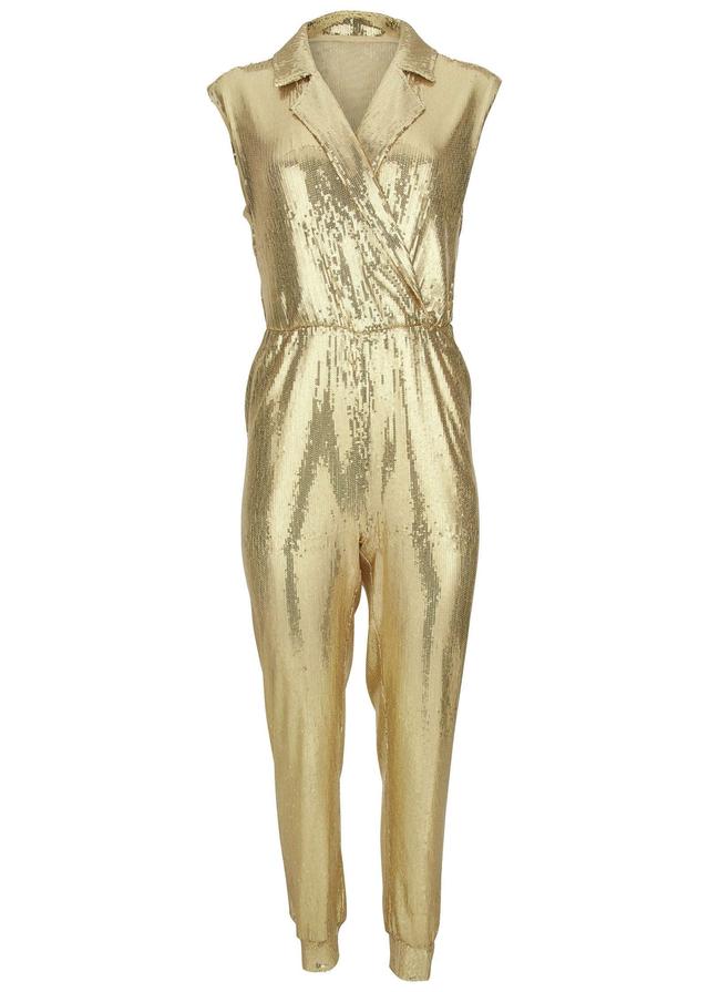 Sequin Jogger Jumpsuit - Gold Product Image