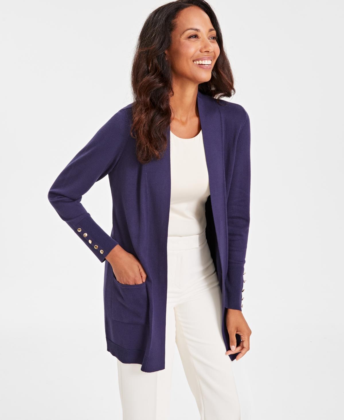 Jm Collection Womens Button-Sleeve Flyaway Cardigan, Xs-4X, Created for Macys Product Image