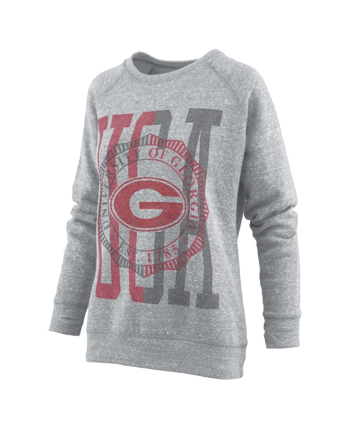 Womens Pressbox Heather Gray Georgia Bulldogs Knobi Raglan Pullover Sweatshirt Product Image